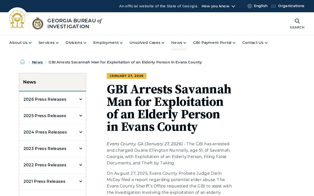 Evans County recent arrest record example