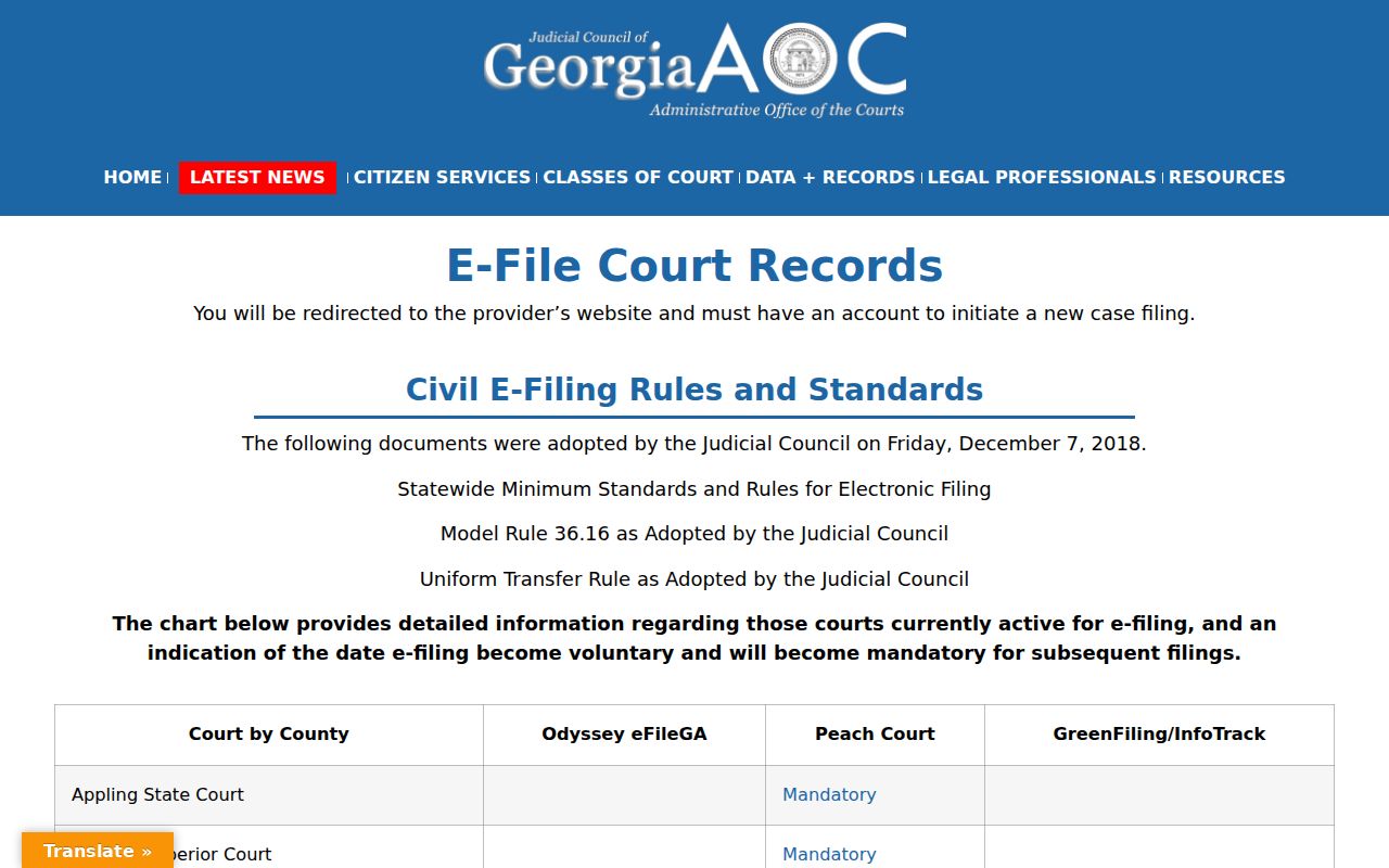Evans County criminal court case Georgia filing directory