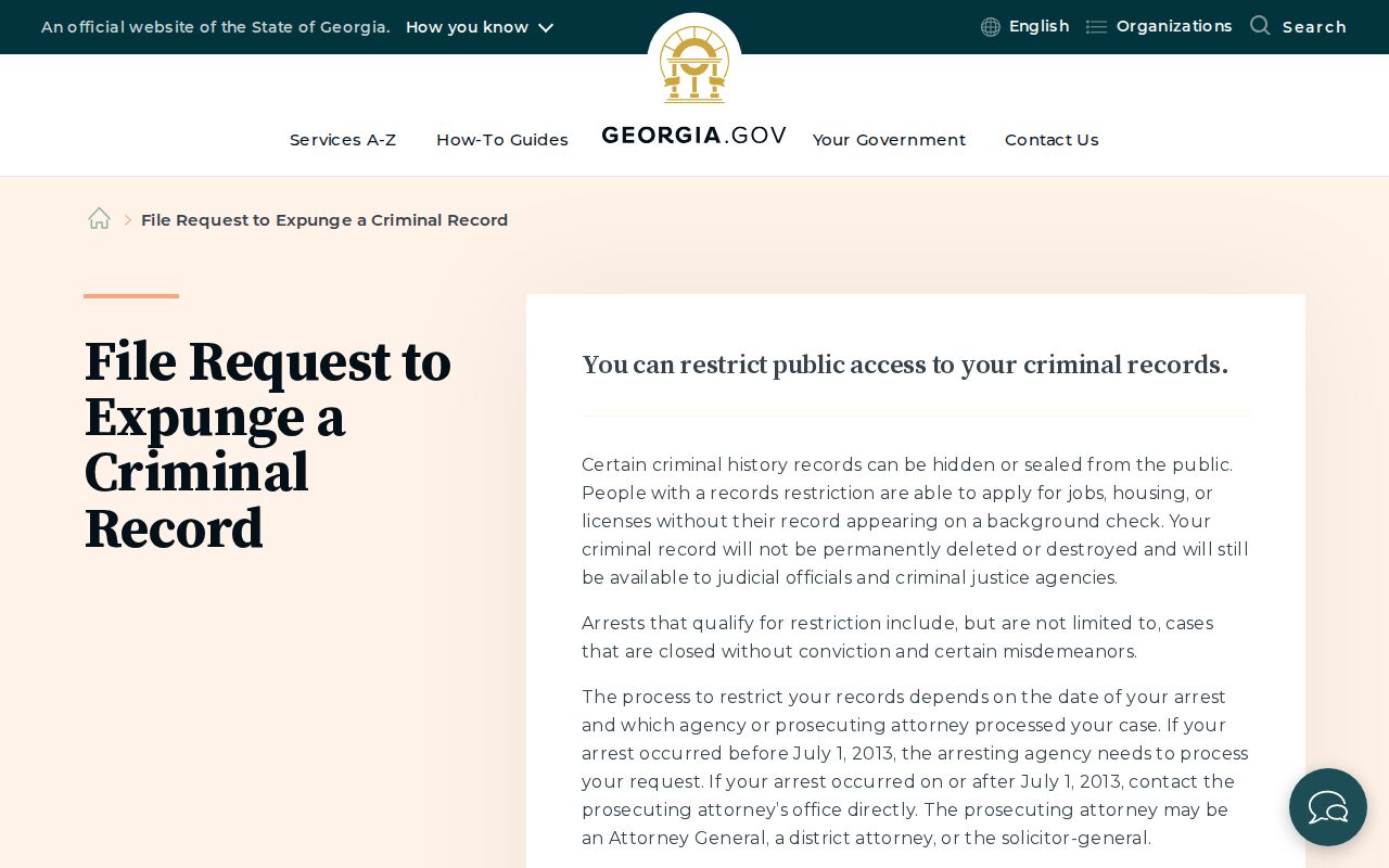 Daisy criminal records Georgia record restriction overview