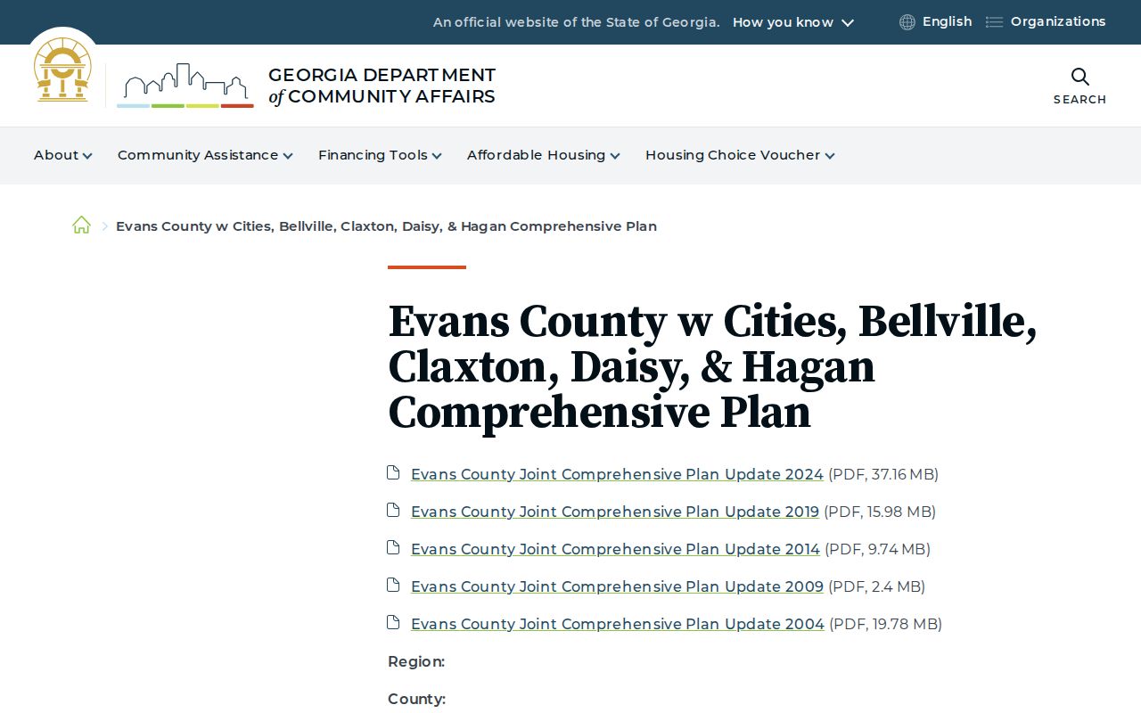 Hagan criminal records and Evans County joint comprehensive plan