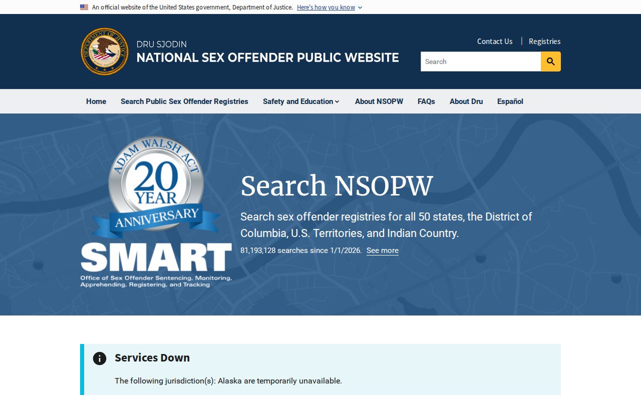 National sex offender search supporting an Evans County lookup