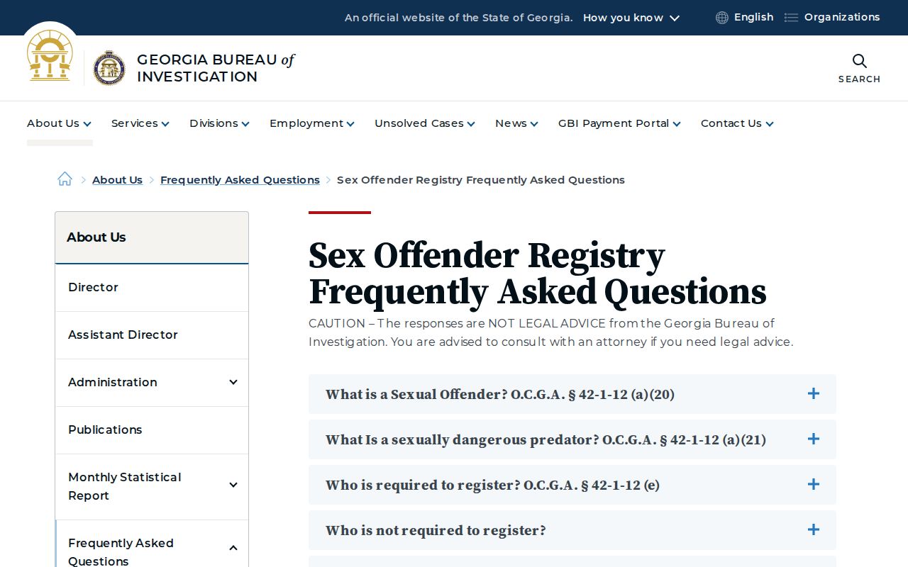 Evans County sex offender registry profile guidance from GBI