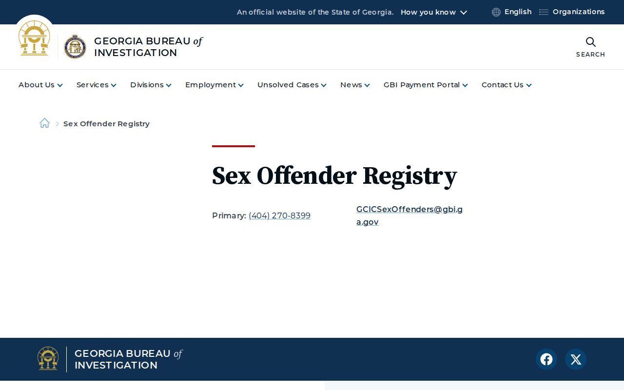 Evans County sex offender registry contact information from GBI